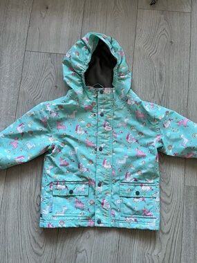 Jan & Jul 3T (Fits 3T - 4T) Waterproof Cozy Dry Rain Jacket Minty Forest